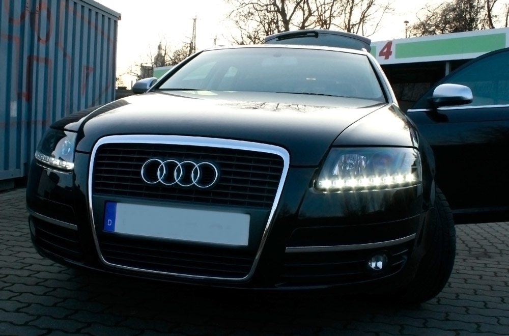 Audi A6 4F Dectane Sonar LED TFL Halogen H7 Scheinwerfer SCHWARZ Wie