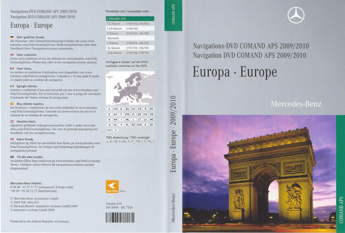 Dvd comand aps 2009 europa original mercedes