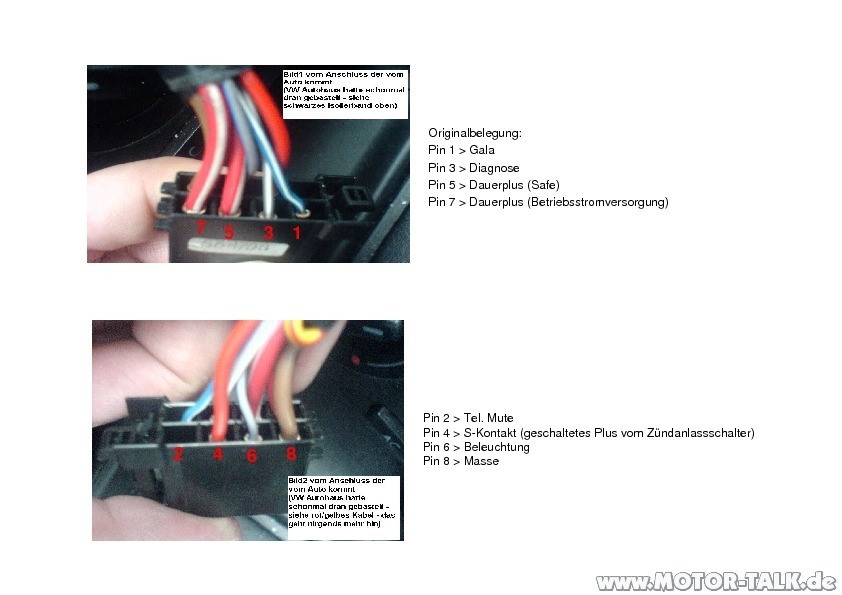 Radioeinbaubelegung Kabelfarben/ belegung ISO Stecker