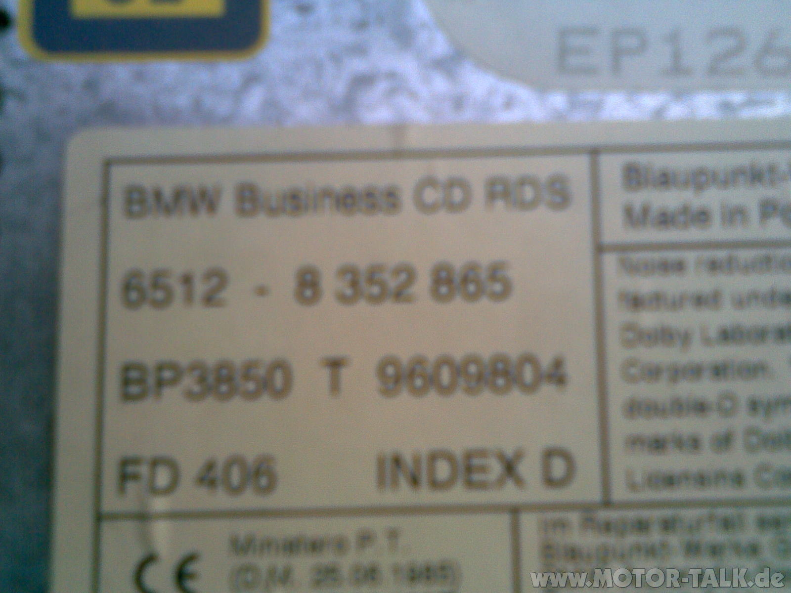 Bmw business cd code e36