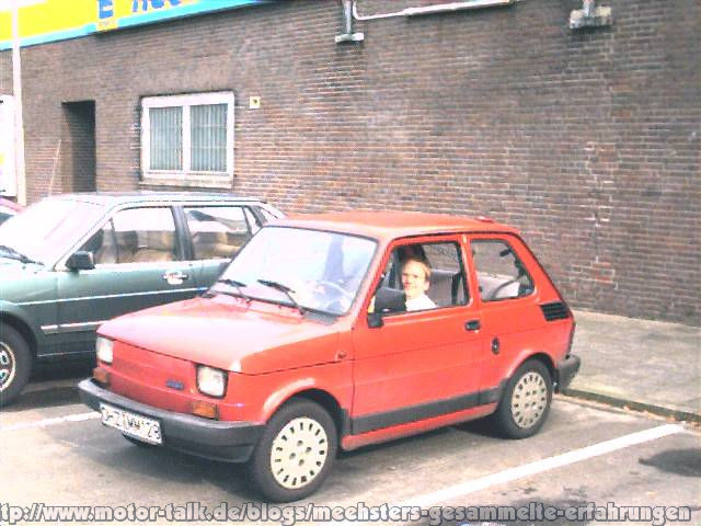 Fiat 126 mit handbikeman am SteuerAuto 10 wurde f r 200 DM ein roter Fiat 
