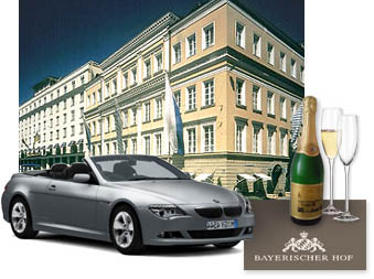 Bayerischen Hof, BMW 6er, Sekt