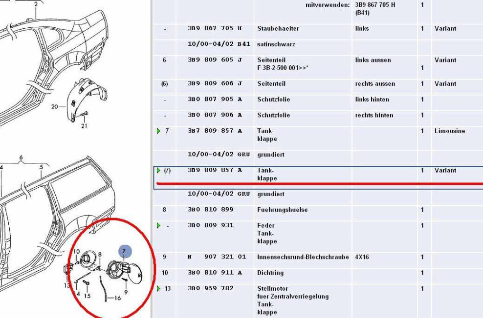 Tankklappe Tankklappe Vw Passat Variant Bg B Lb N Kompatibel Mit