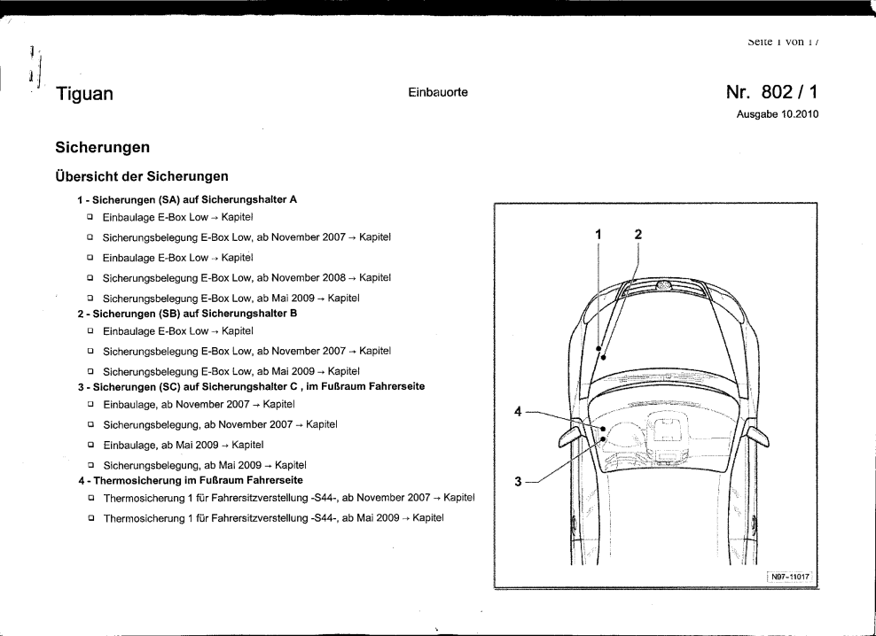 Sicherungen : Schaltplan der eingebauten Sicherungen? : VW ...