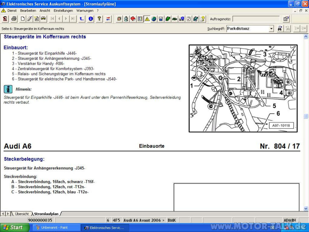 Einbauort-j446 : Nachrüsten von PDC Hi A6 4F Bj.04 : Audi ...