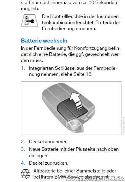 Schluesselbatterie : Schlüssel-Batterie leer... wie kann ...