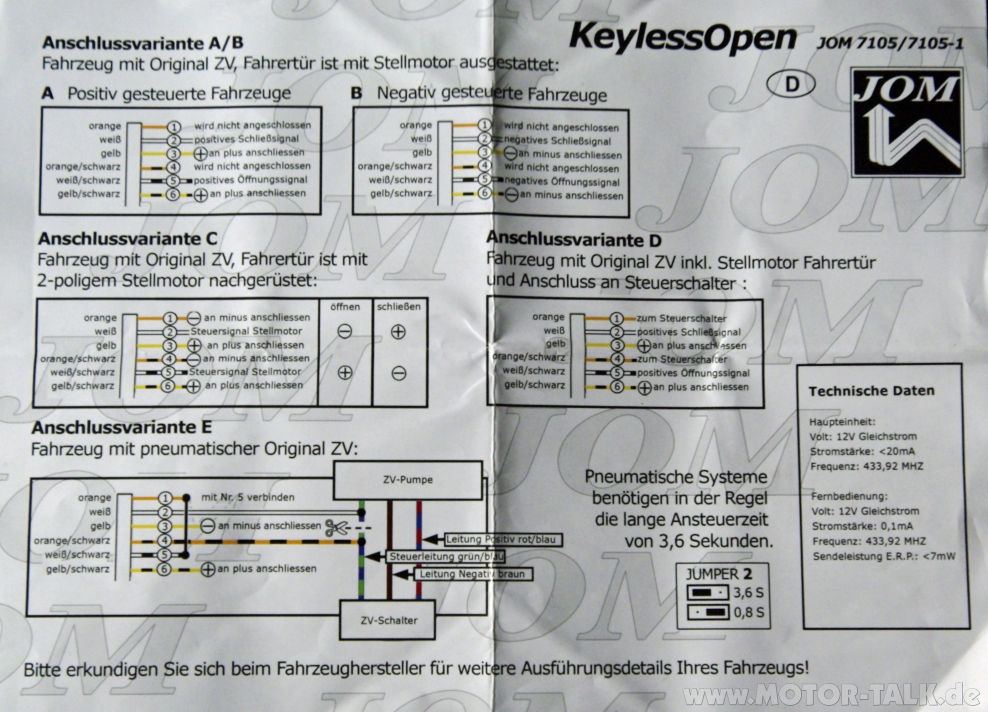 Bild1 jom-7105-1 : Funkfernbedienung Jom 7105 (Kompletter Anschlussplan