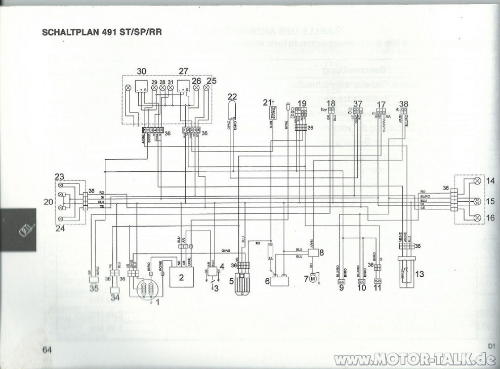 Stromlaufplan-1 : Benelli 491 SP : Motorroller : #207300829