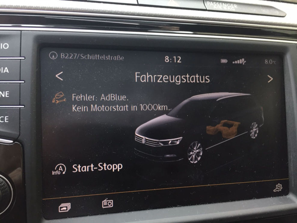 Ad Blue Fehlermeldung Adblue Warnung Trotz Vollem Tank Vw Passat
