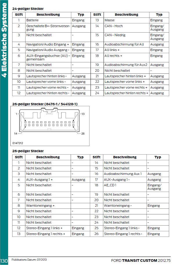 Bild_2 : Steckerbelegung Radio Transit Custom 2013 : Ford ...