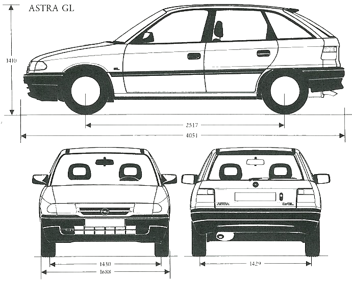 Размеры опель. Opel Astra 1997 года чертеж. Габариты Опель Астра ф хэтчбек. Размеры Opel Astra f. Opel Astra g Caravan чертежи.